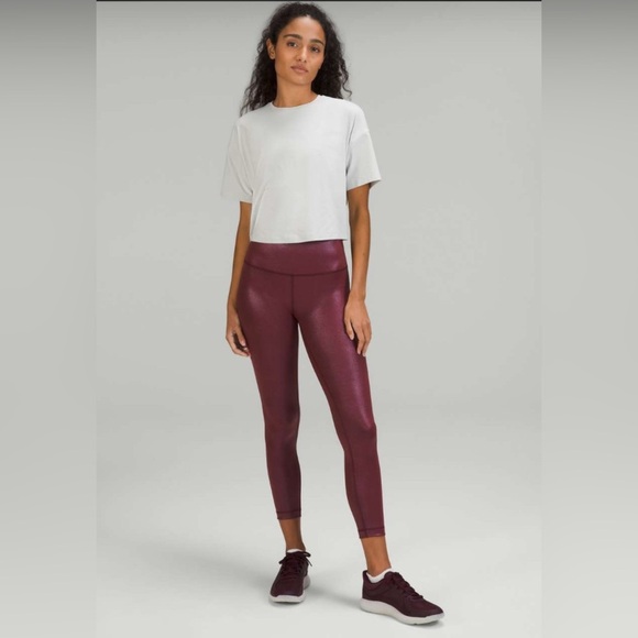 Lululemon Wunder Train High-Rise Tight 25" *Foil Radiate Foil Print Red Merlot - Picture 1 of 6